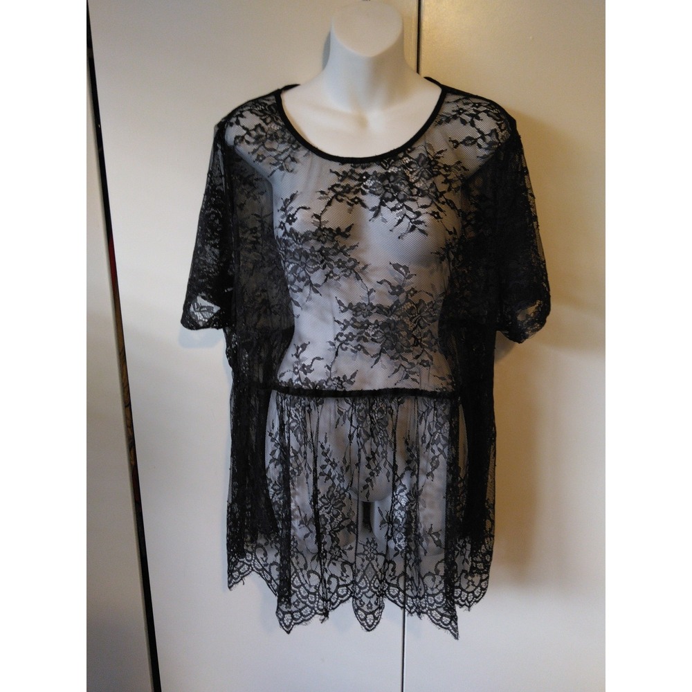 Womens Sheer Floral Lace Tunic Top Size M/L Whimsigoth Boho Chic Festival Y2K